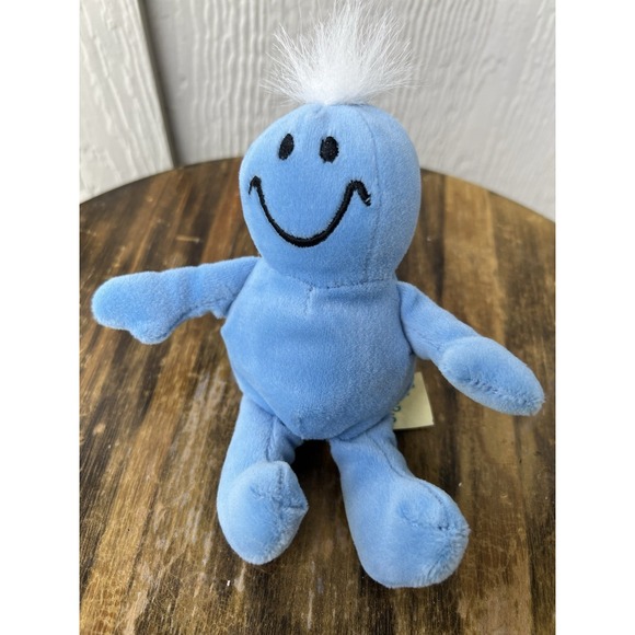 Vintage Smiley Faces Plush Happy Face 6" Blue Bean Toy Dandee Toy - Picture 1 of 5